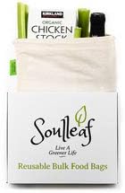Soulleaf Reusable Bulk Food Bags - For Grocery Shopping & Bulk Bin Storage, Set of 7 - Zero Waste Natural Cotton Muslin, Biodegradable, Washable, Tare Weight on Label, Eco-Friendly, Recyclable