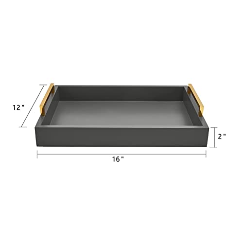 16"x12" Serving Trays with Handles, Grey Decorative Serving Tray, Ottoman Trays, Living Room, Bathroom, and Outdoors Decorative Trays (Charcoal) - Image 3