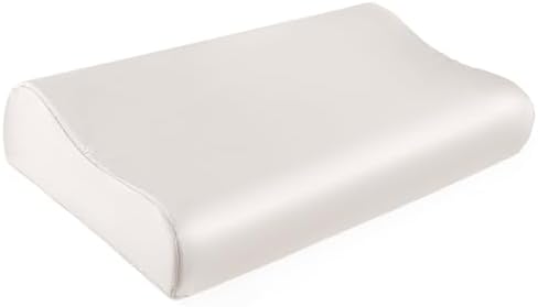THXSILK 19 Momme Maulbeerseide Kissenbezug für Kontur Gedächtnisschaum Kissen Latex Cervical Kissenbezug, Hypoallergen Waschbar (50 x 30 x 10/7 cm, Natürliches Weiß)