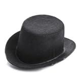 4 Black Flocked Felt Top Hats - Size: 5.5