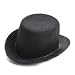 4 Black Flocked Felt Top Hats - Size: 5.5"w X 5.75"l X 2.75"h