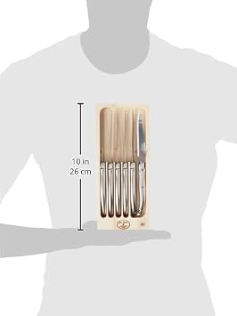 Jean Dubost Laguiole 6-Piece Steak Knife Set, Stainless Steel Handles - 2.5 mm Blades - Rust-Resistant Stainless Steel - Includes Wooden Tray - Made in France