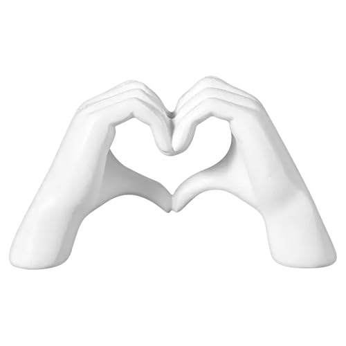 JOAASU Hand Love Gesture Sculpture, 13x7.5cm Hand Love Statue, Heart Gesture Sculpture, Loved Finger Modern Statue for Home Living Room Office Wedding Party Desktop Ornament (White)