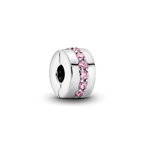 PANDORA Pink Sparkling Row Clip Charm - Gift for Her - Compatible Moments - With Gift Box - Sterling Silver with Cubic Zirconia2
