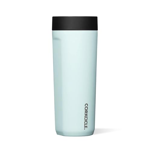 Corkcicle Commuter Cup Travel Mug - Insulated Coffee Mug with Lid - Keeps Drinks Cold 18 Hours - 360° Spill-Proof Sip Lid - Holiday Gift - Great for Gifting Warmth - 17 oz - Powder Blue