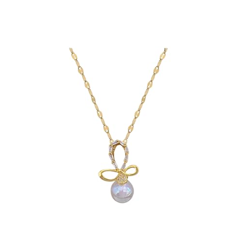 KDFIYSCV Preciosa cadena colgante de perla de mariposa de cobre con imitación brillante de joyería fina para mujer
