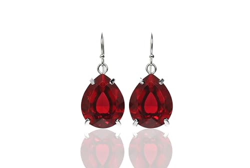 Boucles d'oreilles rouges en grenat poire de qualité supérieure