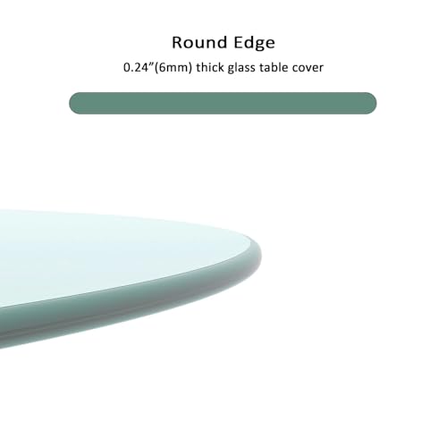Image of Tempered Glass Round Table Top 30 Inch Diameter, 1 /4 inch Thick, Heavy-Duty Safety Glass Circle for Dining Table, Desk, Patio Base Replacement-Clear