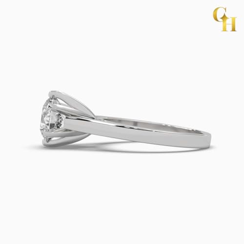 Image of 2 Ct. Certified Moissanite Tiffany Inspired Round Solitaire Ring for Women & Men, 925 Sterling Silver, 18k Gold Plated, Cathedral Set 6 Claw Design, Luxury Gift for Her