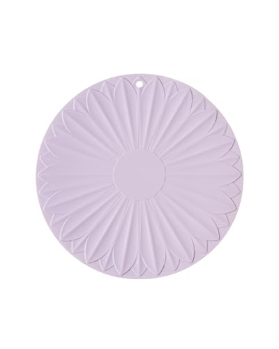 Trivet for Hot Dishes and Pots, 7 Inch Round Flexible Silicone Hot Pad Pot Holder, Anti-Slip Coaster, Heat Resistant Mat, Multi-Use Creative Placemat, Hot Pad for Kitchen (Purple)