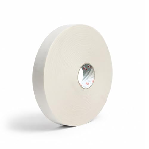 Image of Double Sided Closed Cell White Foam Tape for Permanent Mounting, Gap Filling, Rough Area, Uneven Surfaces, Drywall & Wall Mounting Applications - 1 /16 inch Thick, and 165 FT Long
