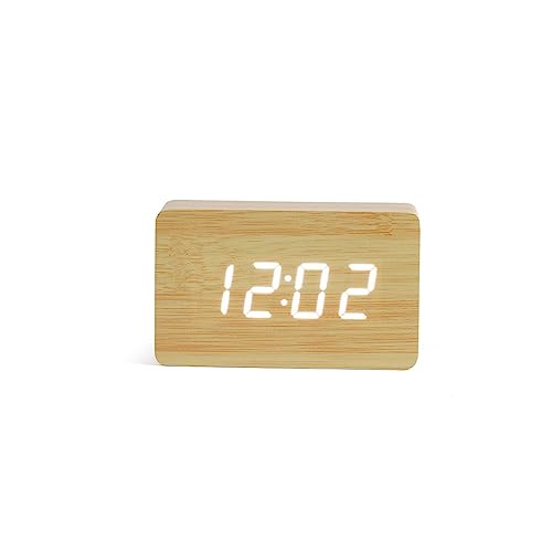 Livoo - Horloge Digitale Aspect Bois RV150BC, 10 x 4,3 x 6 cm