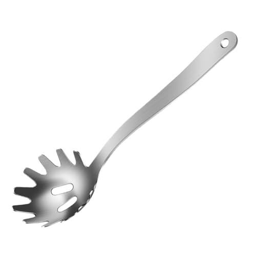 MUELODSIC Cuchara para Espaguetis de Acero Inoxidable con Dientes Colador para Fideos y Ramen Utensilio Resistente para Servir y Cocinar Cocina