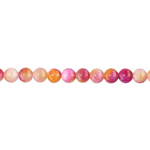 Filluck Natural Stone Beads 6mm Pink Yellow Jade Polished Round Smooth Gemstone Beads for Jewelry Making Adults 15 Inch(Pink Yellow Jade,6mm)