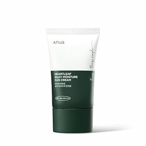 Anua Heartleaf Silky Moisture Sun Cream SPF 50+ PA ++++ Feuchtigkeitsspendend und Beruhigend (Herzblatt, Panthenol) Koreanische Bio-Gesichts-Sonnencreme ohne weiße Rückstände, für empfindliche Haut