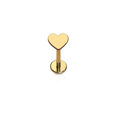Heart Flat Back Stud – Single Titanium Earring, Push Pin Design for Sensitive Ears — (Single Earring)