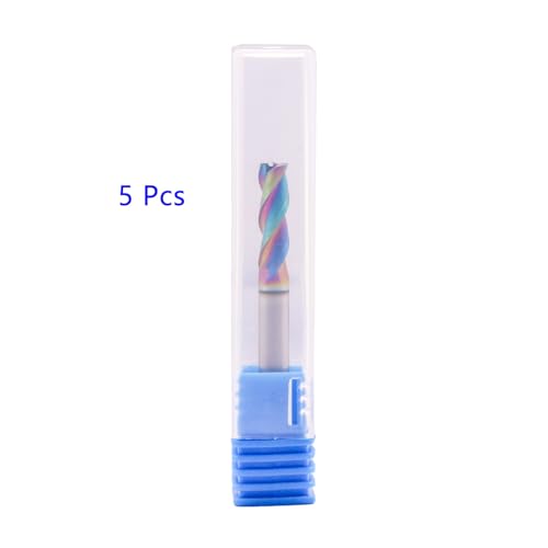Image of 5Pcs 3 /16 inch 3 Flute Solid Carbide Square End Mills for Aluminum, DLC Coated | 37 Helix, 3 /16 inch Cutting Dia, 3 /16 inch Shank Dia, 5 /8 inch Length of Cut, 2 inch Overall Length for Milling Aluminum and Copper