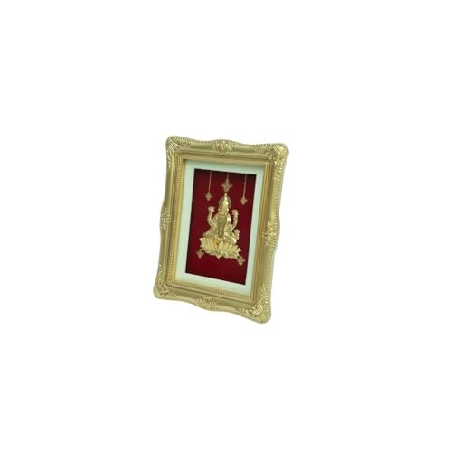 Image of Goddess Laxmi 24kt Gold Foil Art Frame | Premium Ornate Tabletop & Home Decor | Auspicious Indian Gift for Diwali, Weddings & Special Occasions (7.5 cm x 9 cm)