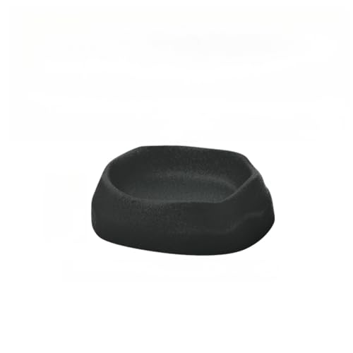 OMEM Évier en plastique épais pour lézard et tortue | Gamelles antidérapantes pour nourriture et eau pour reptiles avec texture imitation roche (noir S)