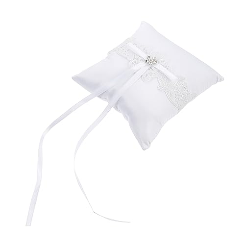 PRETYZOOM Elegant Lace Ring Pillow Ring Bearer Cushion for Wedding Holder Bows Design