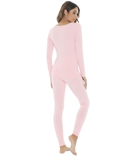 Image of NACHILA Thermal Underwear for Women-Viscose Made from Bamboo,Soft Long Johns Set Base Layer Pajamas Set Long Sleeve Pjs