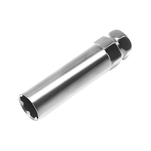 Image of Car 6 Point Spline Lug Nuts Key Tuner Socket Tool, Automotive Wheel Lock Removal Replacement with 3 /4 inch 19mm & 13 /16 inch 21mm Hex, Compatible M12x1.5 1.25 1 /2-20 Thread (Silver)