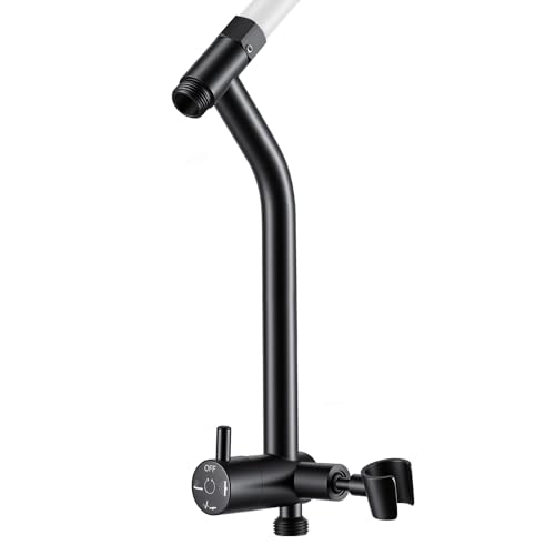 Image of G-Promise Metal Shower Diverter with Low Handheld Holder, 3-Way Diverter Valve with Pause Mode for Handheld and Fixed Shower Head, 4-Setting Universal Bathing Replacement(9 Inch, Matte Black)