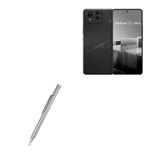 BoxWave Stylus Pen Compatible with ASUS ZenFone 11 Ultra (6.78 in) - FineTouch Capacitive Stylus, Super Precise Stylus Pen - Metallic Silver