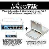 Mikrotik RB750P-PBr2 PowerBox outdoor 5 Ethernet port router with PoE (1-UNIT) + RB951Ui-2nD hAP wireless access point PoE (2-UNITS)