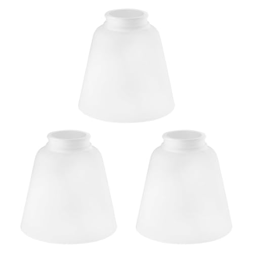 Image of 3 Pack White Glass Shade Covers, Glass Lamp Shade Replacements for Light Fixtures, 2.1 Inch Fitter Globes White Lampshades for Chandelier Bath Vanity Lights Wall Sconces Pendants