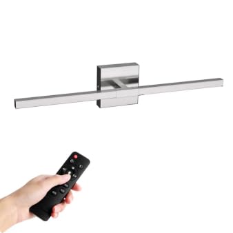 PETLIK Modern Bathroom Vanity Light 24 Inch, 18W Dimmable LED 6CCT (2700K-6500K), Nickel Square Tube Bar Light Fixture for Over Mirror or Wall Mounted, IP44 FCC Certified for Bathroom Living Room