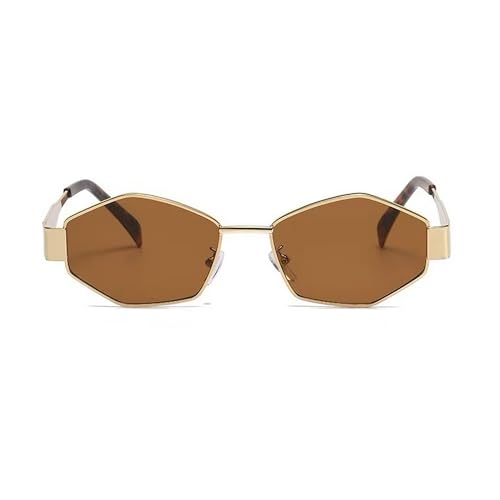 Image of Dervin Fashionable Retro Hexagonal Sunglasses for Women & Men | Trendy, Stylish & Classic 90s Vintage Style | UV400 Protection & Durable Metal Frame