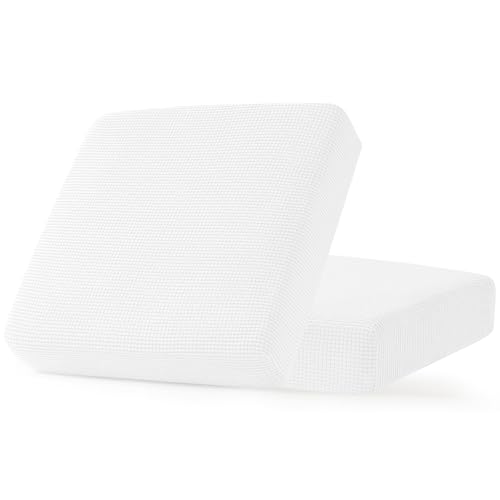 Image of CHUN YI 2Piece Stretch Couch Cushion Covers, Sofa Seat Slipcovers for Pets, Suitable for Armchair Loveseat Sofa with Spandex Jacquard Washable Fabric (2Piece,White)