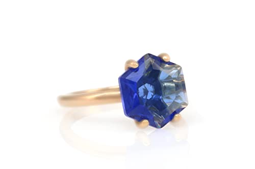 Bague saphir bleu profond sur mesure résolvant le choix de taille - 7
