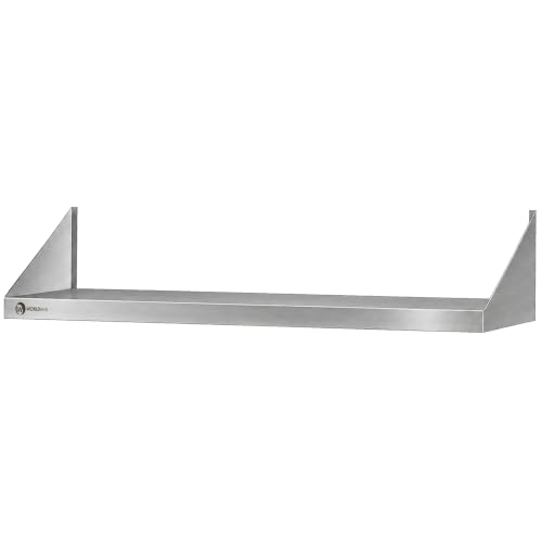Worldmai Estantería de Pared Industrial en Acero Inoxidable 140 x 40 cm hostelería. Estante Profesional INOX para Cocina de Bar y Restaurante.