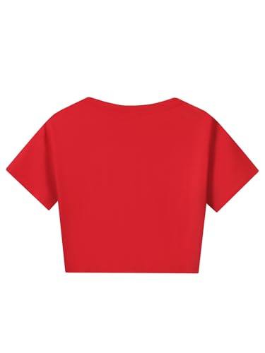 Kids Girls Sports Outfits Cotton Short Sleeve T-shirt Shorts Set For Summer Casual Workout Dance Red 7-8 Years2