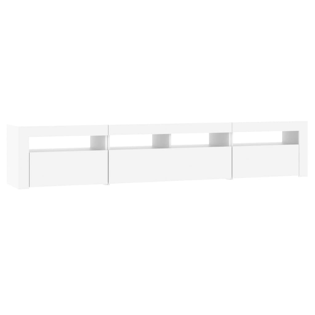 Mueble de TV con luces LED, color blanco, mueble de TV, aparador, 210 x 35 x 40 cm