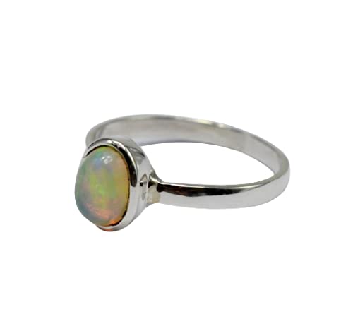 Bague opale d'Éthiopie argent 925 anti-ternissement pour peaux sensibles