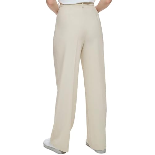 Calvin Klein Womens High Waist Business Wide Leg Pants Beige 84