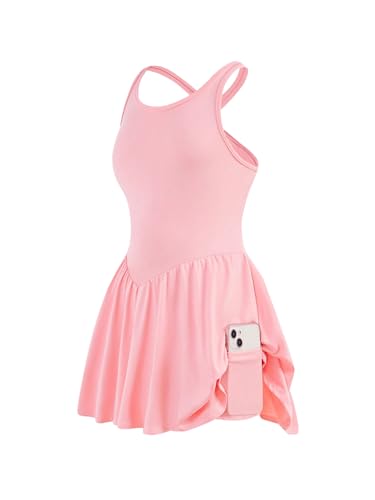 Girl's Tennis Golf Sport Dress with Built in Shorts Criss Cross Racerback Workout Athletic Dresses