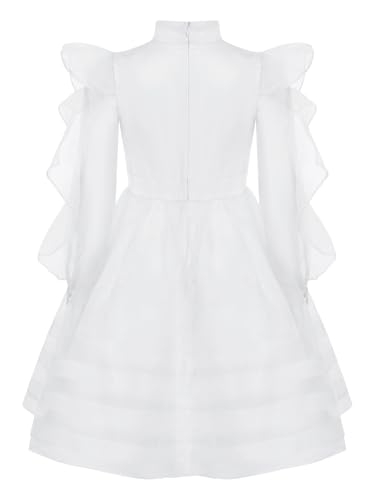 Kid Girl Long Sleeve Midi Flower Girl Dress A-line Princess Pageant Gown Wedding Party Dress4