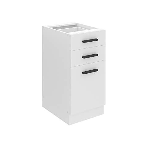 BELINI | Unterschrank Küche | Küchenunterschrank 40 cm Breite | Küchenschränke ohne Arbeitsplatte | Küchenschrank mit Schubladen | Weiß matt Cover