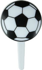 A1BakerySupplies® Soccer Cake Cup Cake Toppers (White and Black Soccer Ball Picks) 24 pack