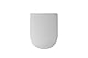 WC-Sitz aus Duroplast, Serie Clodia von Dolomite, weiß mit abnehmbaren Edelstahlscharnieren.