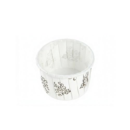 Restaurantware Panificio 1.6 Ounce Baking Cups 200 Pleated Cupcake Liners - Oven-Ready Freezable Black And White Paper Muffin Cases Disposable Vintage Floral For Wedding Parties Baby Showers