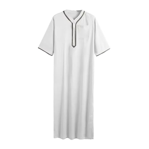 Abaya longue homme de qualité supérieure avec col en V et coupe fluide