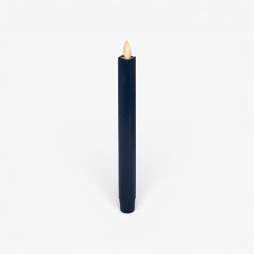 Image of Luminara Flameless Candle Taper (1 inch x 9.5 inch) Melted Top Real Wax Unscented Remote Ready Timer (Blue Opal)