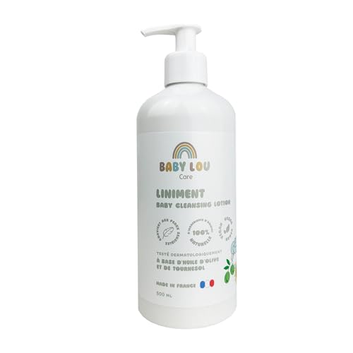BABYLOU CARE Liniment Baby 500 ml | Cuidado limpiador cambia piel sensible | 100% ingredientes de origen natural y vegano, fabricado en Francia | Protege, nutre y calma la piel frágil