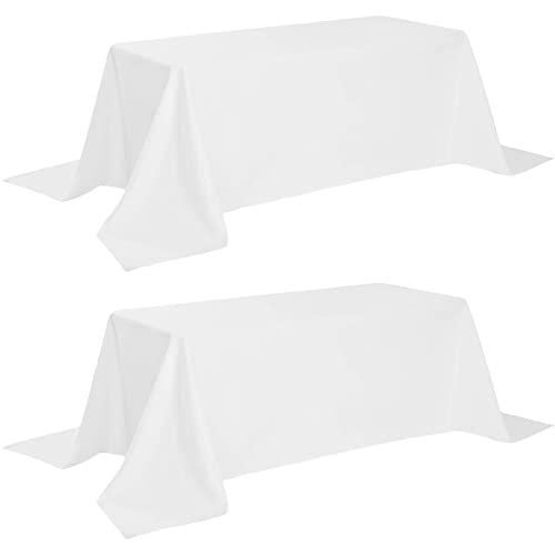 White Classic White Tablecloth 90x132 - White Table Clothes for 6 Foot Rectangle Tables, Stain and Wrinkle Resistant Washable Fabric [2 Pack] Deal