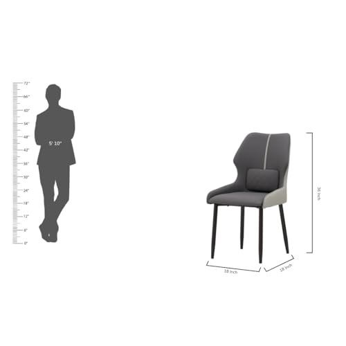 Image of Royaloak Lucca Italian Leatherette Marble Dining Chair | Cushioned Seat & Backrest with Lumbar Pillow Support | Dual Tone Leatherette Upholstery | Powder-Coated Metal Legs | Dining Chair